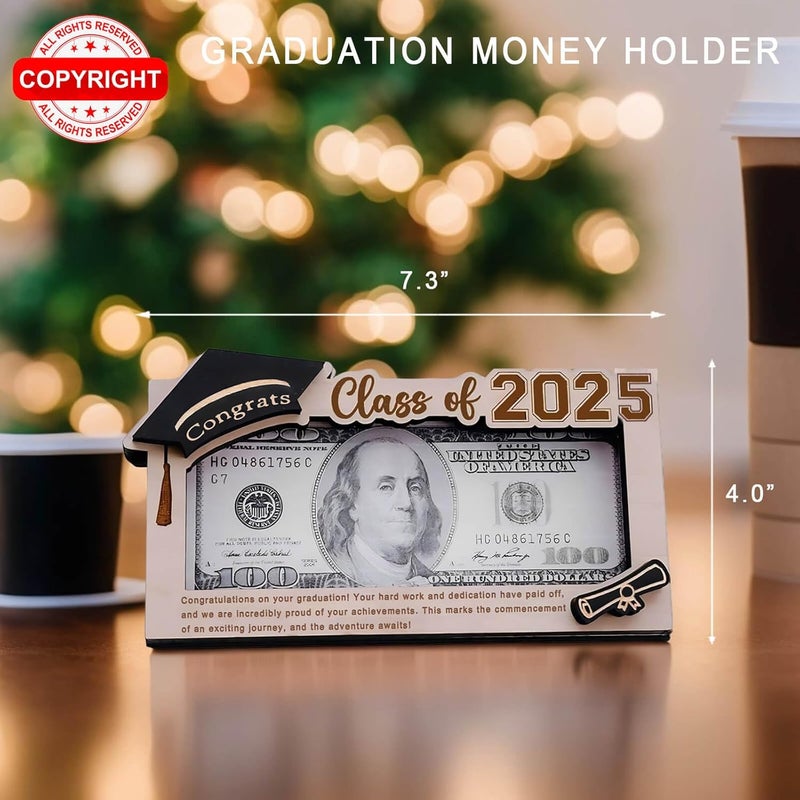 MONNCHA Graduation Gifts 2025 Money Holder, Wooden Graduation Money Cash Envelope Box for Class of 2025 Senior College University Graduates Holiday Christmas Gifts - Image 3